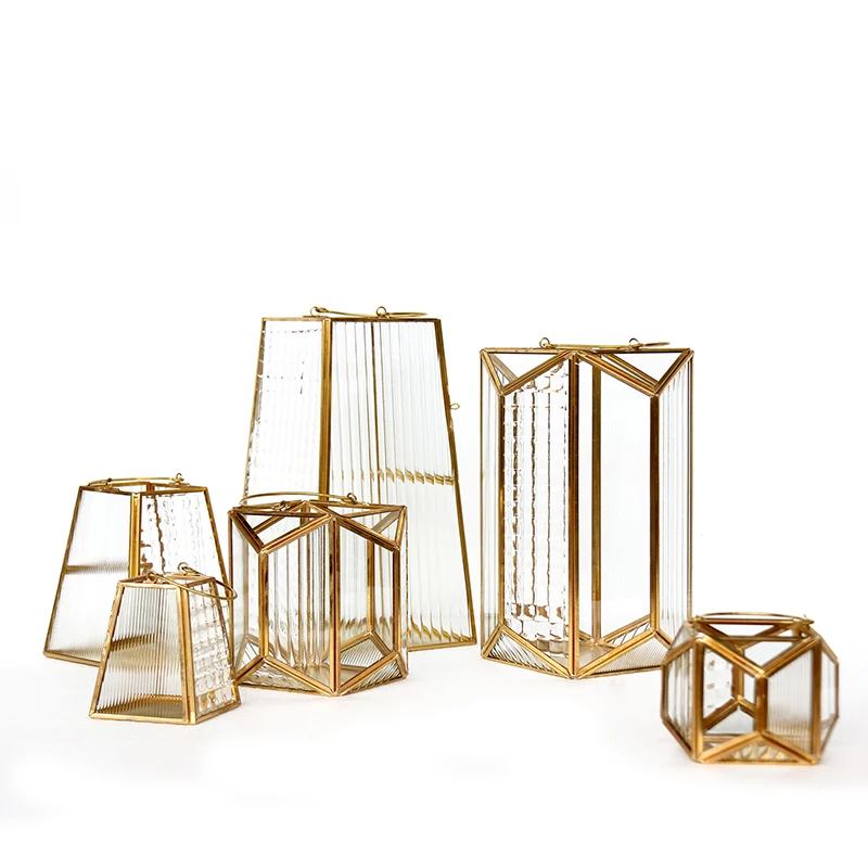 

Glass Tealight Candle Holders Garden Wedding Decorations Metal Christmas Lights Candlestick Geometric Nordic Light Holder CC50ZT