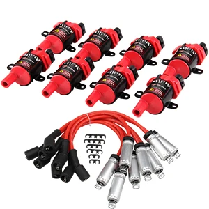 CarBole 8 шт Круглые катушки зажигания UF262 + провода свечи для Chevrolet GMC 5.3L 6.0L 4.8L C1251 UF 262