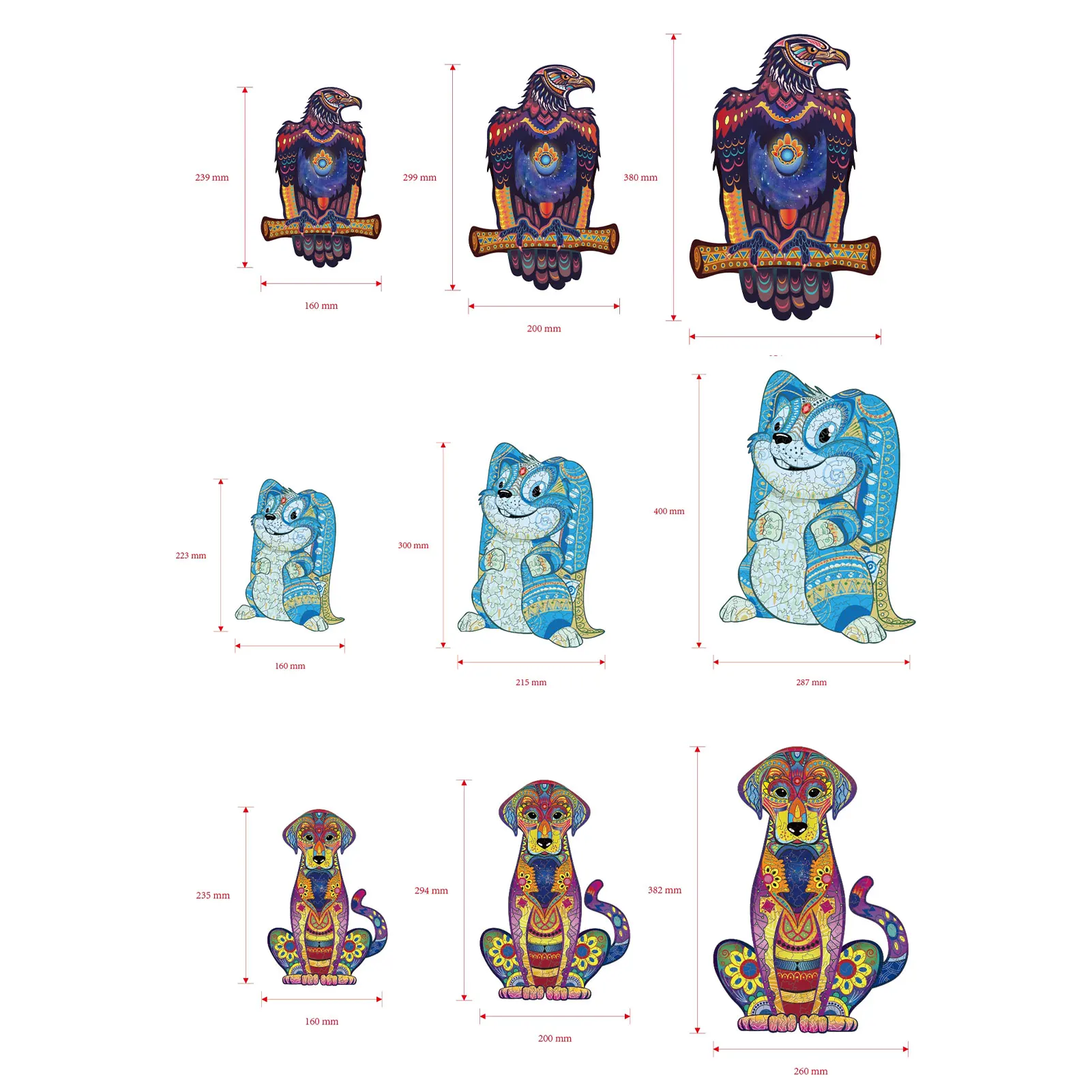 

Unique Jigsaw Puzzle Mysterious Rabbit Labrador DIY Wooden Puzzles Game Every Piece is Animal Shaped Puzzle for Adults Kids Gift