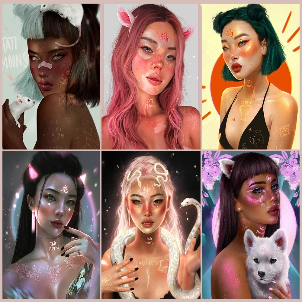 

Портретная живопись, Художественная Картина на холсте, постеры и принты в скандинавском стиле, настенные картины для гостиной, домашний дек...