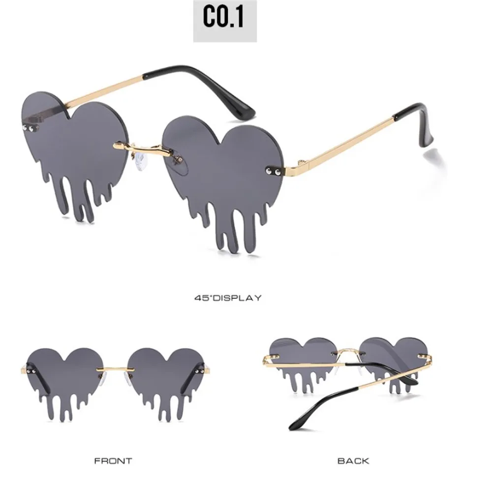 Солнцезащитные очки унисекс без оправы цветные в форме сердца | Автомобили и