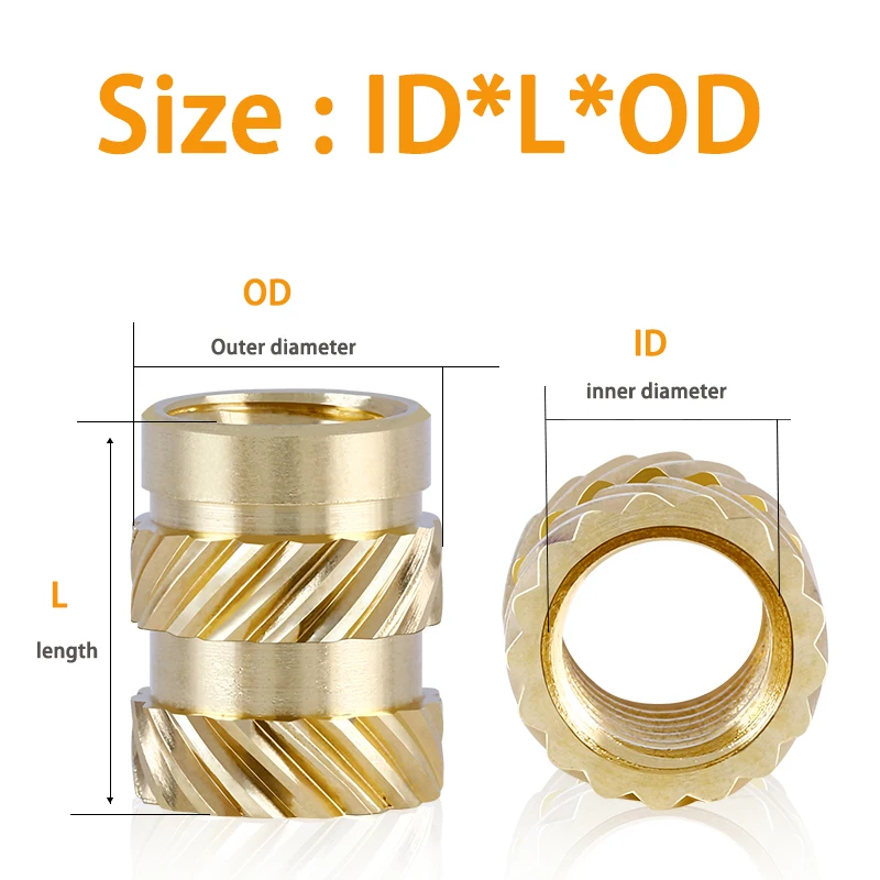 M3 100Pcs Brass Hot Melt Inset Nuts Heating Molding Copper Thread Inserts Nut SL-Type Double Twill Knurled Injection | Обустройство