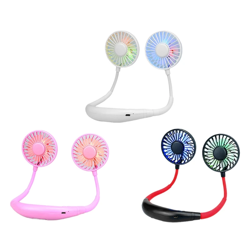 

Lazy Neckband Fan Personal Fan Portable Wearable Hanging Hands Free Neck Fan Rechargeable 1500mAh Battery Operated with 3 Speeds