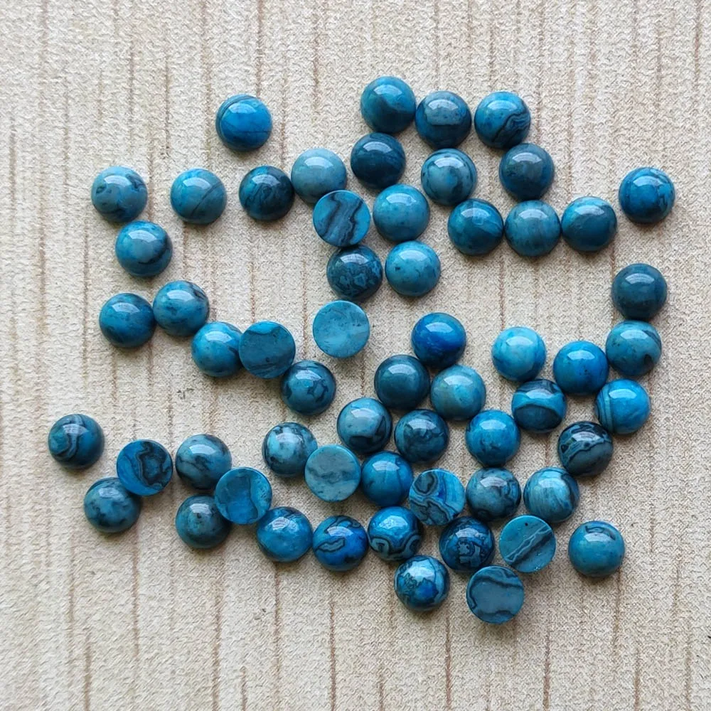Großhandel 50 stücke/lot 2019 mode natürliche stein blau onyx runde cab cabochon perlen 4mm für schmuck machen freies verschiffen