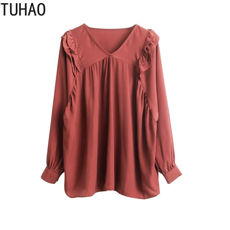 

Женская Офисная рубашка TUHAO, однотонная Повседневная Блузка с длинным рукавом, Осень-зима 2020, WM29