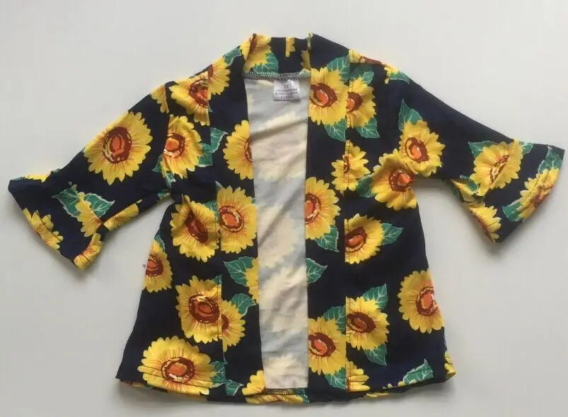 sunflower Осенне-зимняя детская одежда для маленьких девочек; хлопковый кардиган с леопардовым принтом и гепардом; топ с подсолнухами; Эксклюзивная одежда; пальто; молочный шелк; рукав 3/4 - Цвет: sunflower
