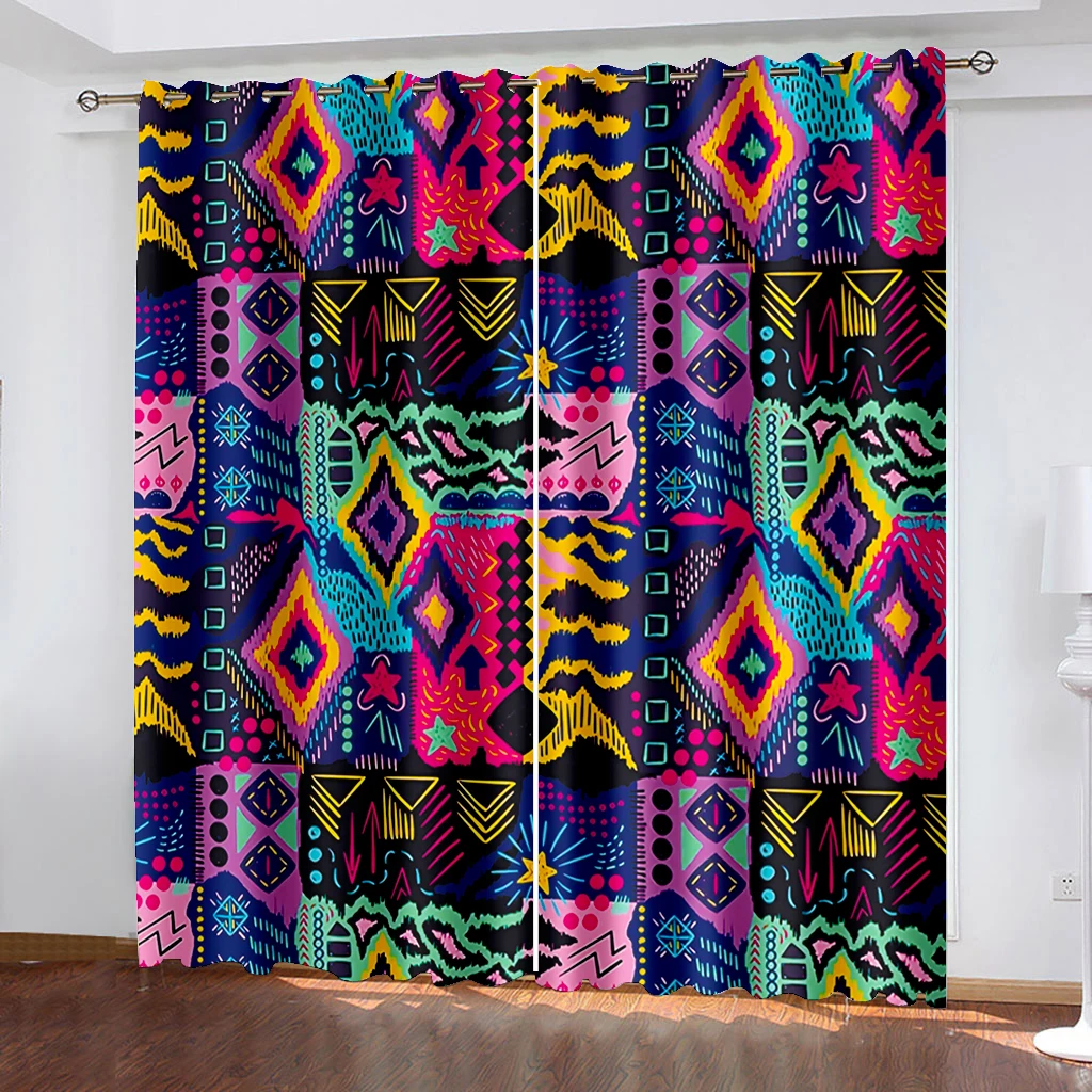 

Home Decoration Grommet curtains Moon Cat Living Room Bedroom Decoration Double Curtains Black Silk Cloth Shading Rate 90%