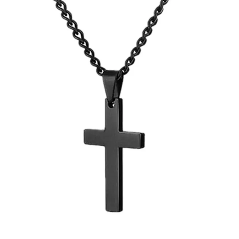 Skute Jesus Stainless Steel Cross Pendant Necklace for Men Women Simple Gold Silver Black Crucifix Prayer Jewelry Gift | Украшения и