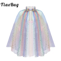 tiaobug kids sparkling sequin tulle princess cloak capes toddlers girls halloween roleplay carnival birthday party fairy costume