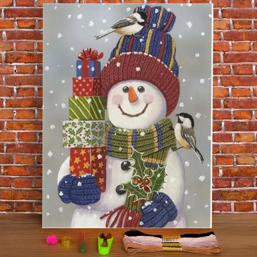 

Christmas Snowman Printed 11CT Cross Stitch Embroidery Set DMC Threads Handicraft Knitting Hobby Handiwork Package Design