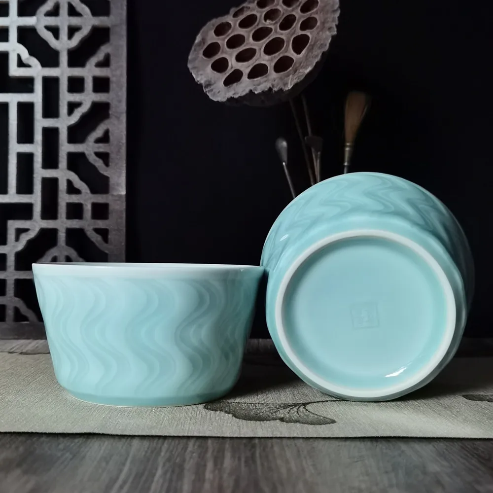 

Chinese Cereal Bowl Microwave and Dishwasher Safe Korea Style Porcelain Rice Bowl for Salad 4.5 Inch Celadons Tableware Ceramic