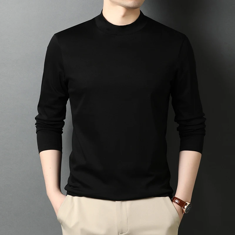 

2021 new Autumn and winter Tops Tees male cotton long-sleeved t shirt men bottoming shirt 1779