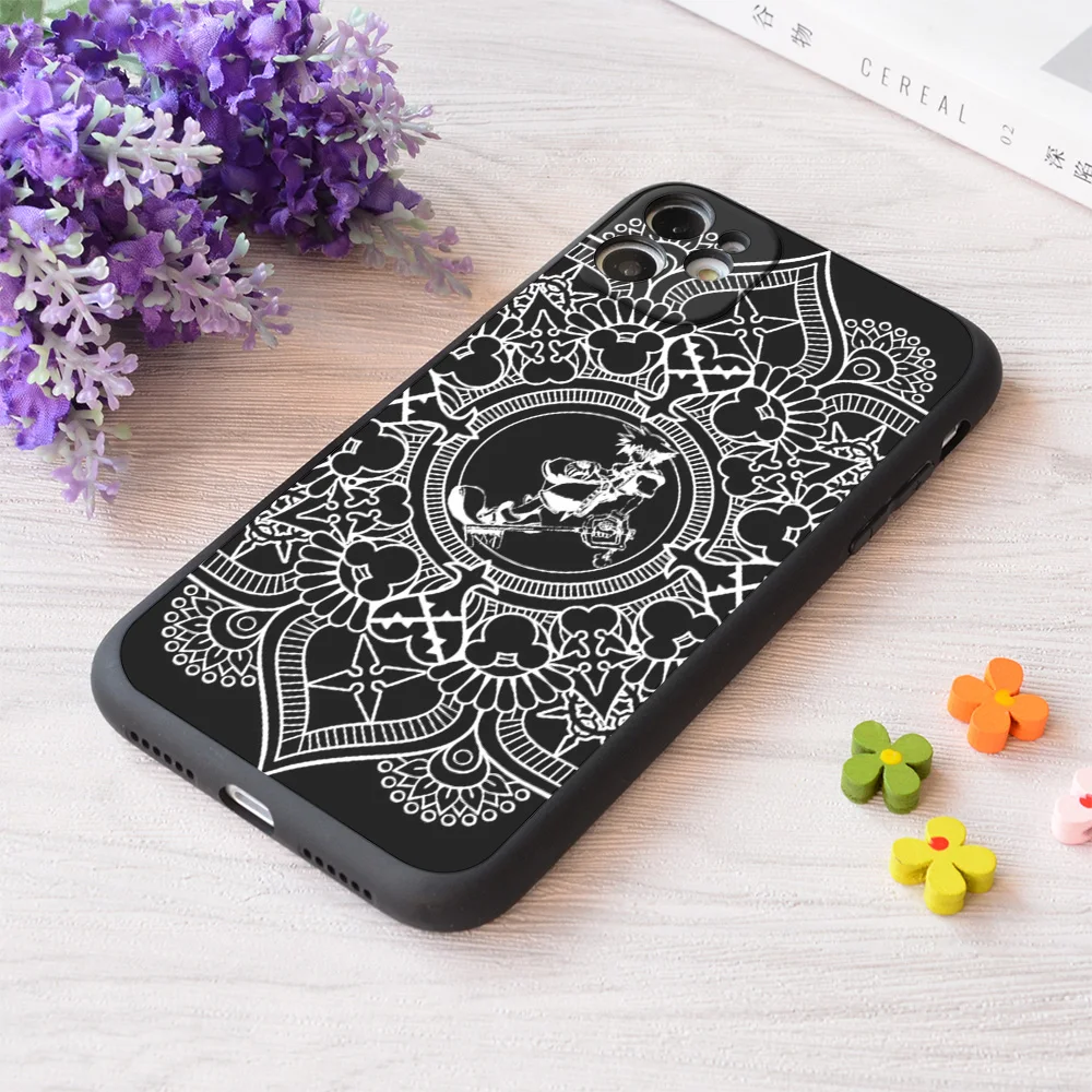 

For iPhone Kingdom Hearts Mandala Black Print Soft Matt Apple Case