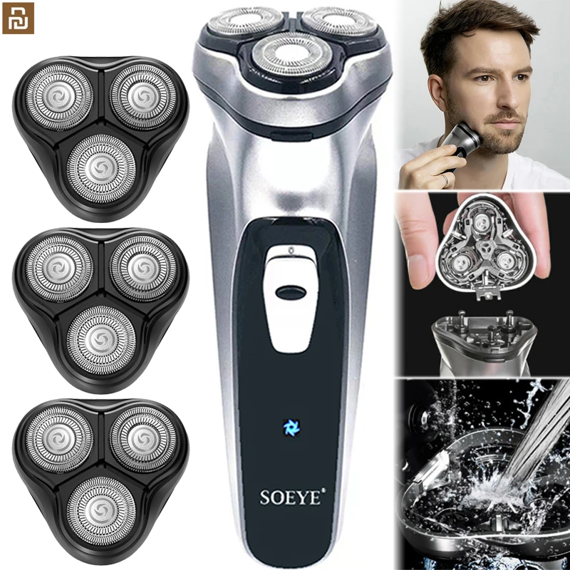 

SOEYE Men's Shaver Electric Razor Xiaomi Youpin Cordless Shaving Machine Beard Trimmer USB Charging Cutter Head Can Washable 5
