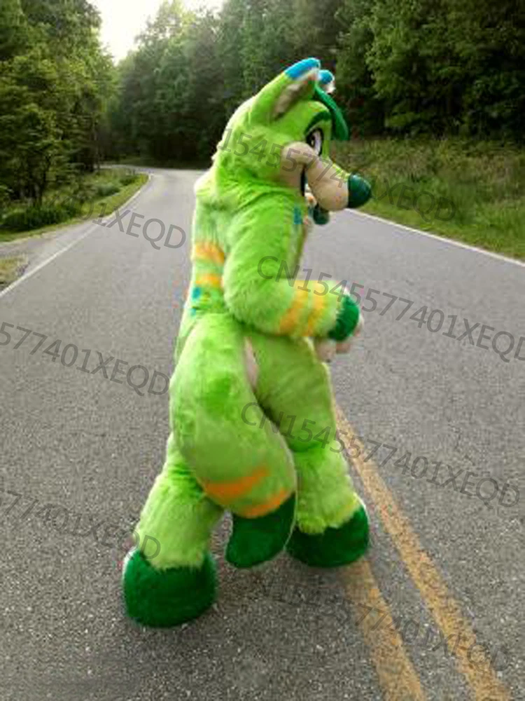 Средние и длинные меховые универсальные костюмы Хаски для Хэллоуина прогулок