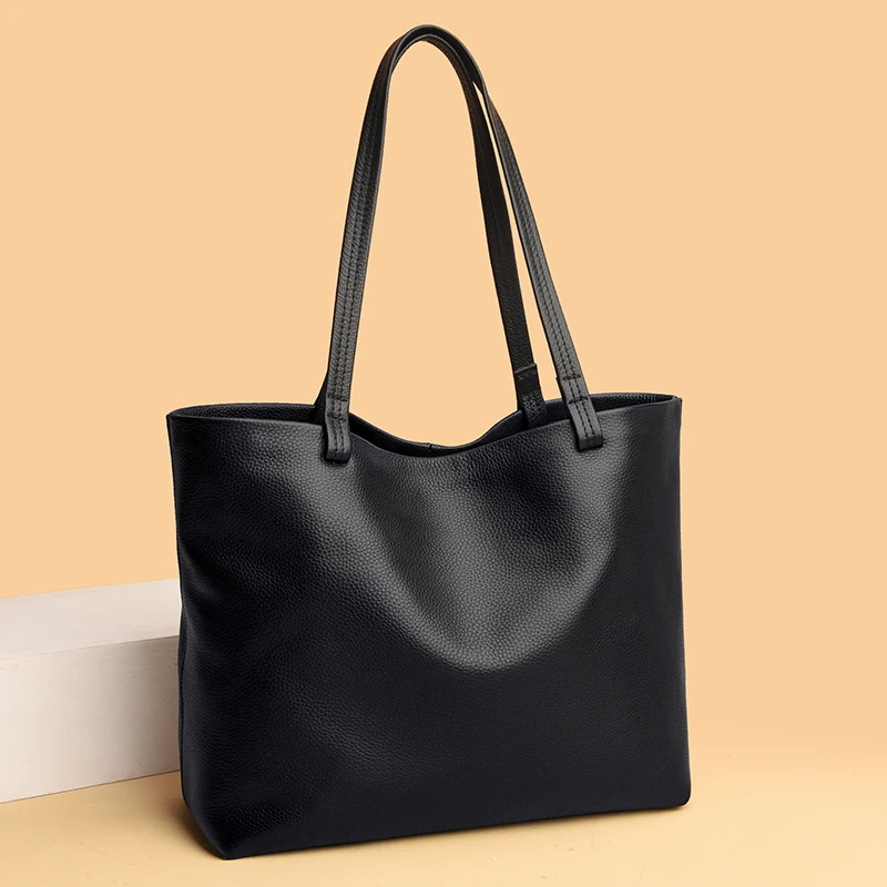 

Women Soft Genuine Leathe Handbags High Quality Cowhide Ladies Shoulder Bags Large Capacity Female Messenger Shopping Bag Wallet