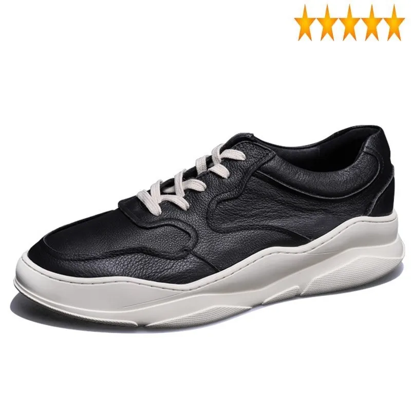 

Mens Retro Genuine Leather Sneakers Lace Spring Autumn Round Toe Thick Up Male Casual Shoes Zapatillas Hombre Deportiva