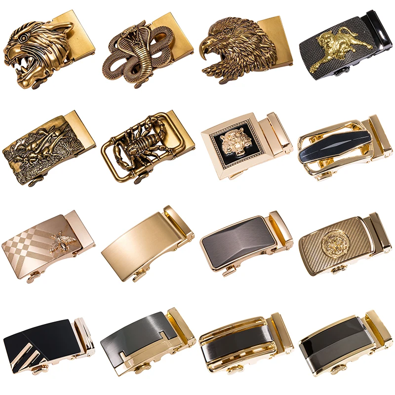 Hi-Tie Luxury Brand Belt Buckles for Men Cowboy Belt Buckle Automatic 3.5cm Width Designer Metal Gold Buckles without Belt