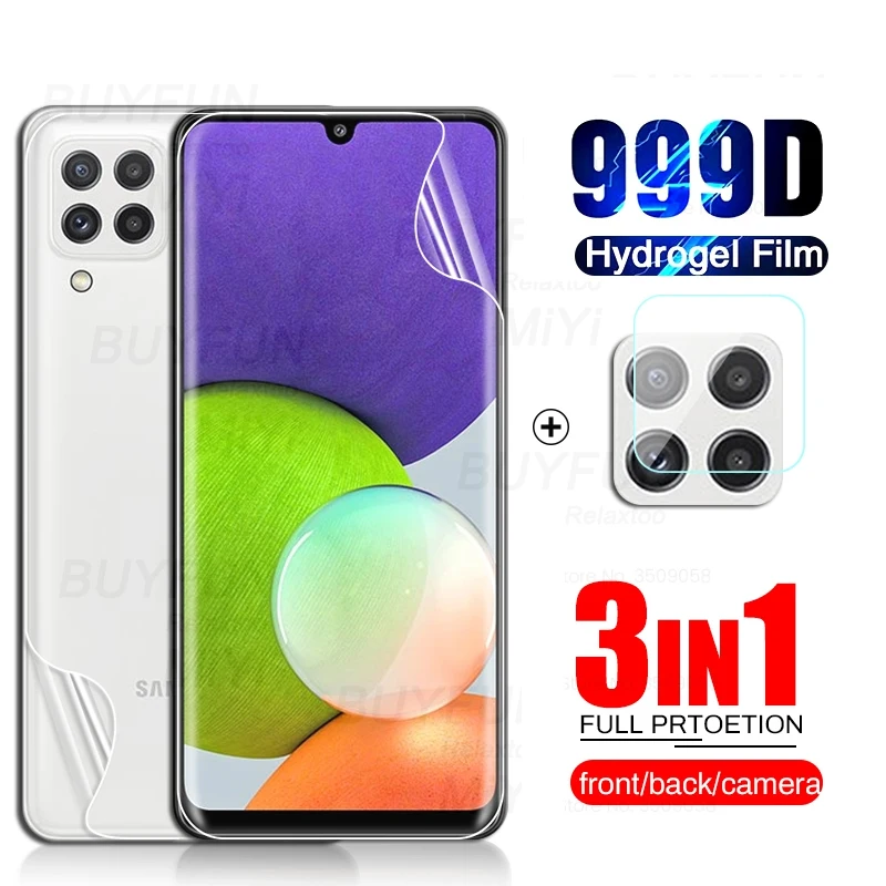 

999D Передняя Задняя Гидрогелевая пленка, стекло для объектива Sumsung A22 4G, защитные пленки для экрана Samsung Galaxy A22 A 22 2021 4G SM-A225F/DS 6,4''