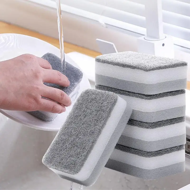 

5Pcs/Set Highly efficient Scouring Pad Dish Cloth Cleaning Household Strong Kitchen Rags Brush Decontamination Dish Hot Tow W4I0