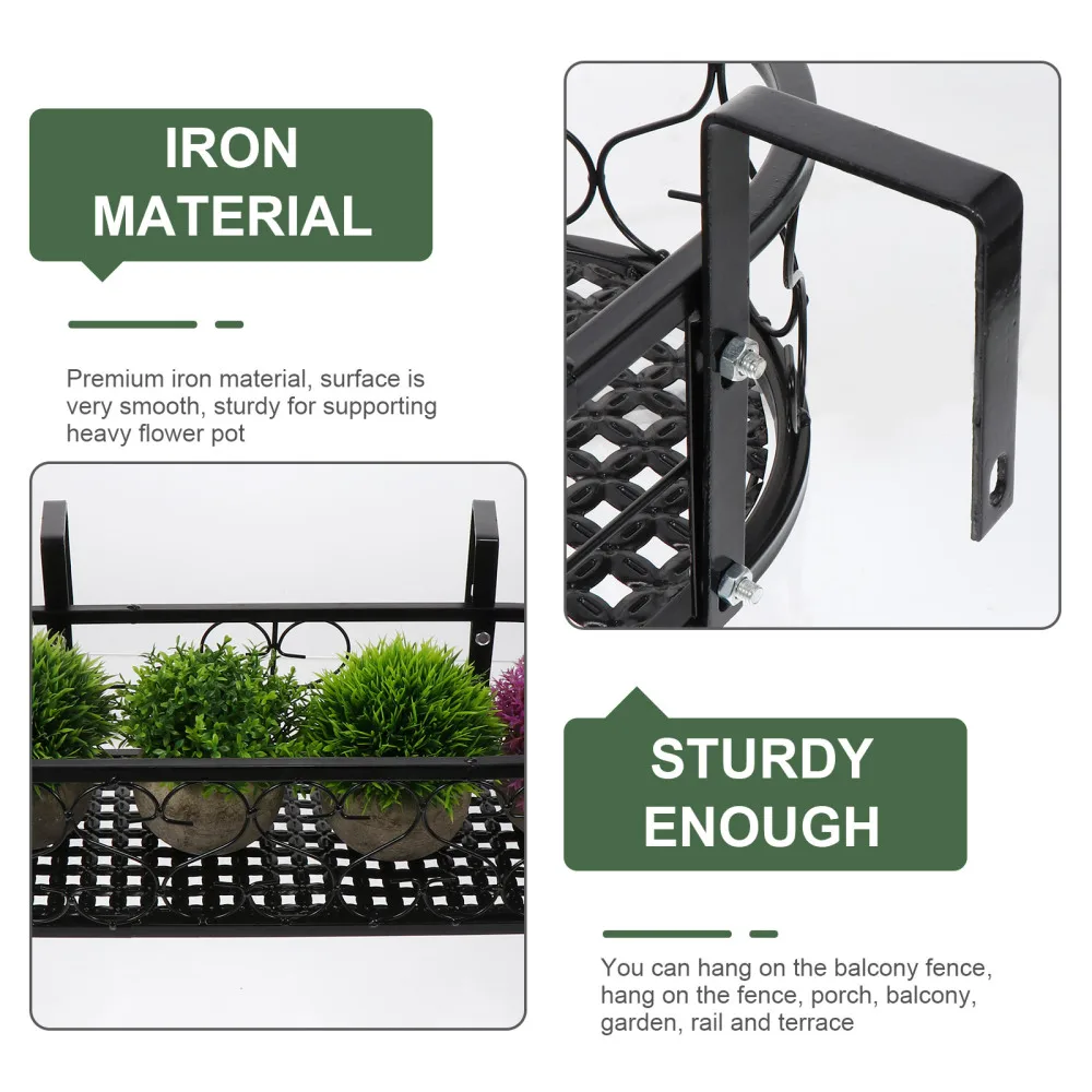 

1Pc Rustproof Flowerpot Holder Decorative Hanging Plant Rack Railing Flower Rack