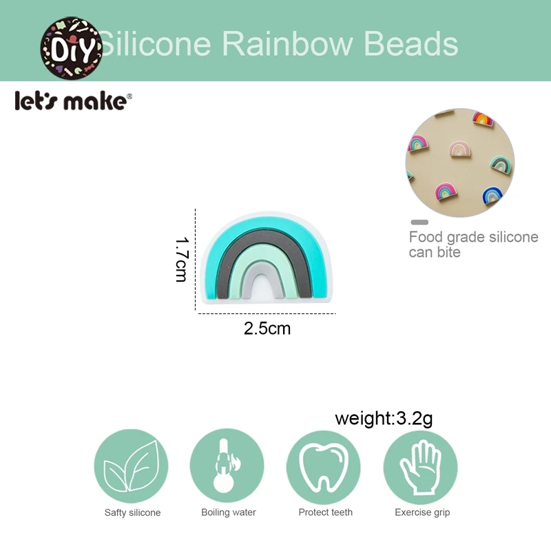 Let's Make-Cuentas de silicona para beb&eacute;, juguetes de mordedor, accesorio de grado alimenticio, collar de silicona para beb&eacute;, joyer&iacute;a DIY, 5 uds.-4