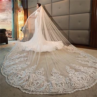 romantic long bridal veils cathedral length lace applique 5m wedding veil with free comb white ivory high quality