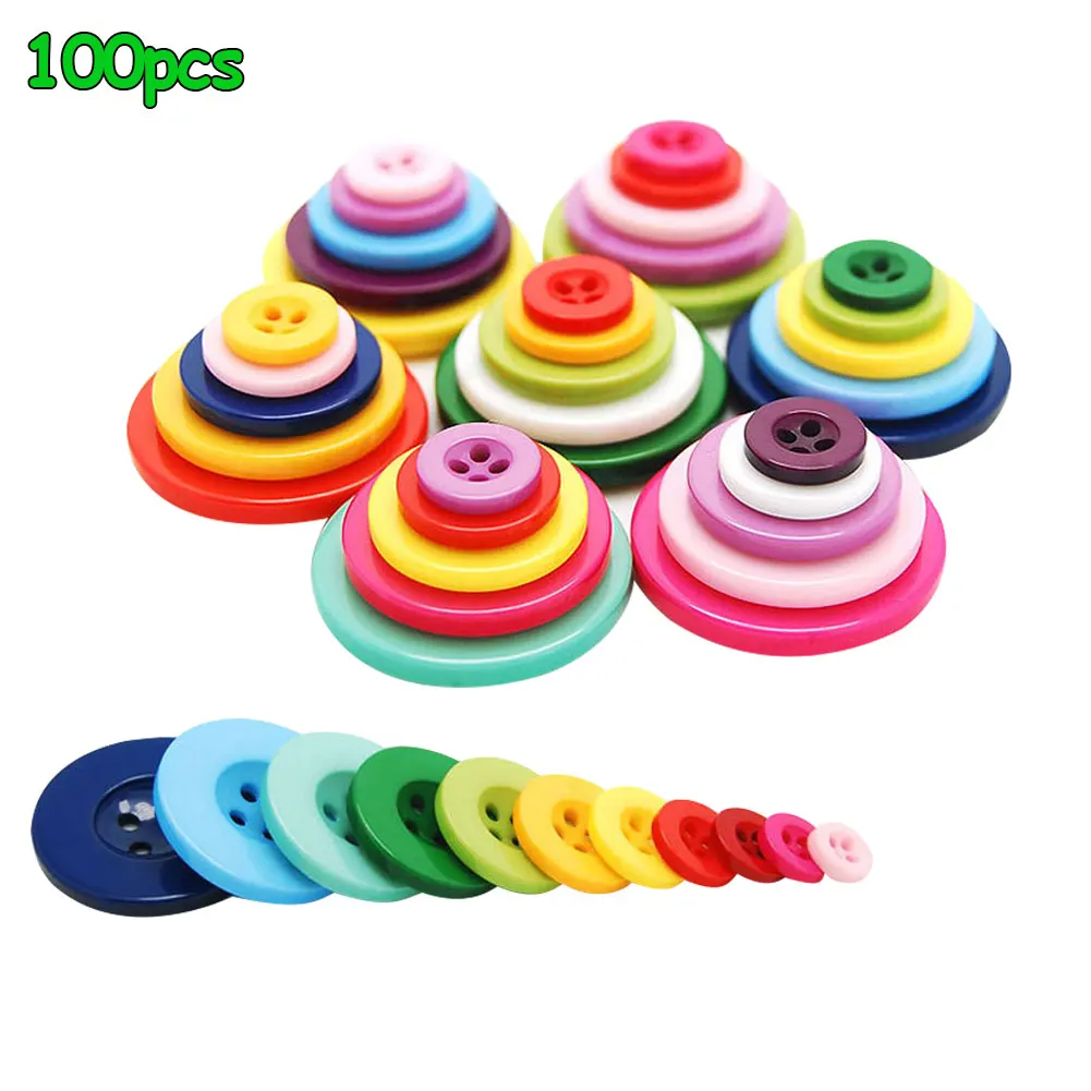 100 шт Круглые полимерные пуговицы Швейные DIY Скрапбукинг настенные наклейки для