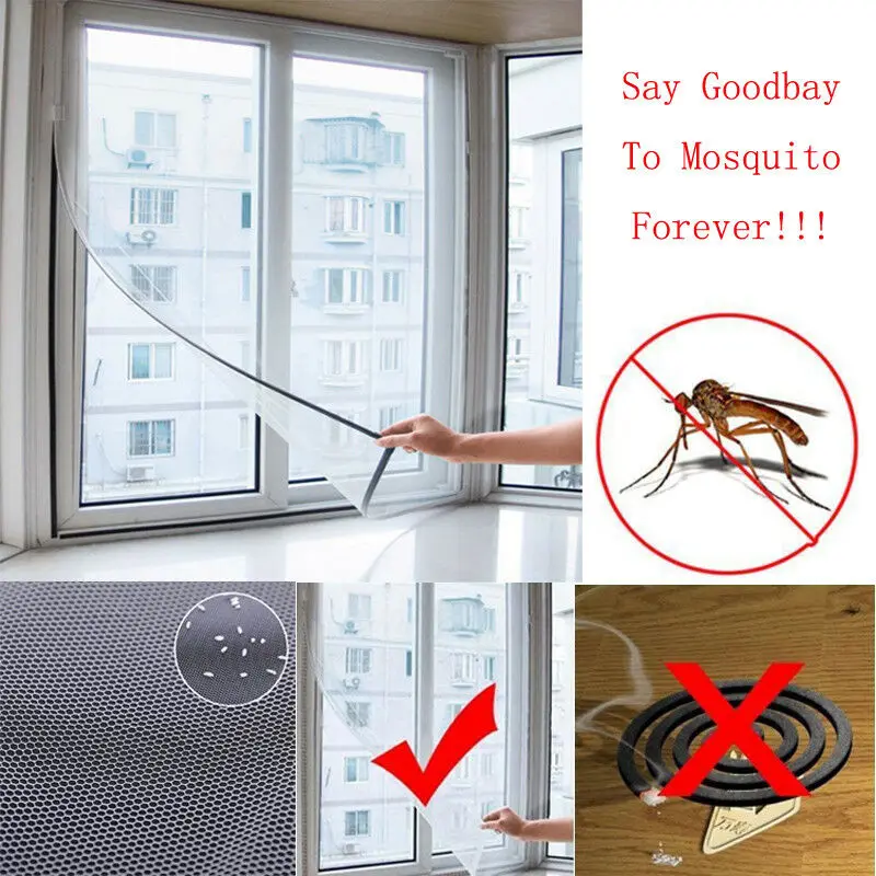 

Hot White Color Window Screen Removable Large Insect Fly Bug Mosquito Moth Door Net 1PC Netting Net Cover DIY Anti-mosquito