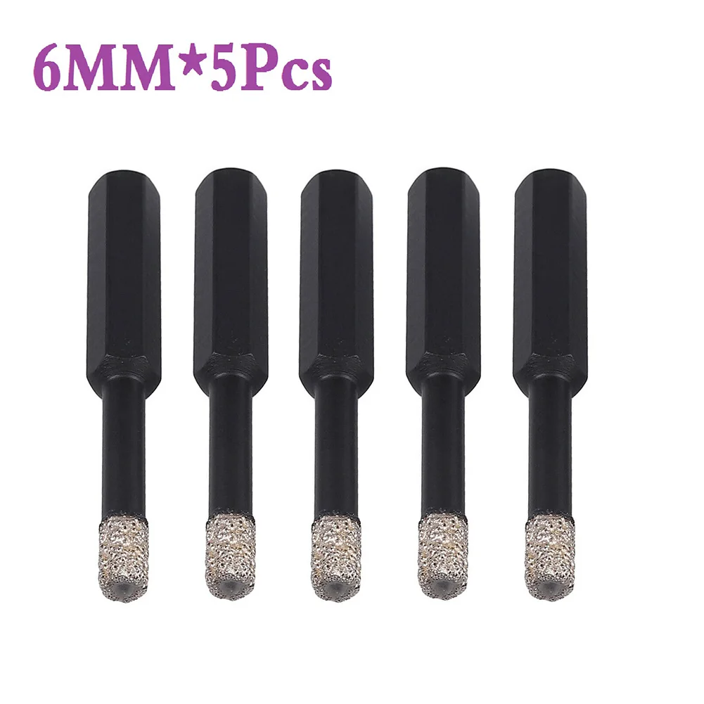 

5PCS 6mm Dry Diamond Drill Bit For Granite Tile Glass Porcelain Marble Ceramic Air Tool Accessories 5Pcs Dry Diamond Drill Bit