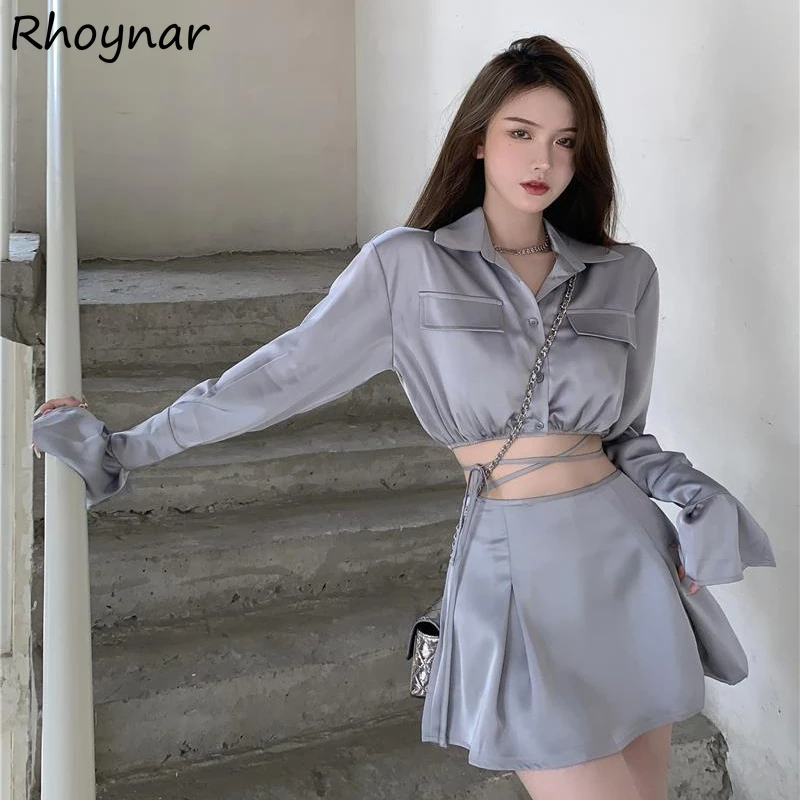 Женская атласная мини-юбка с карманами элегантный соблазнительный бандажный