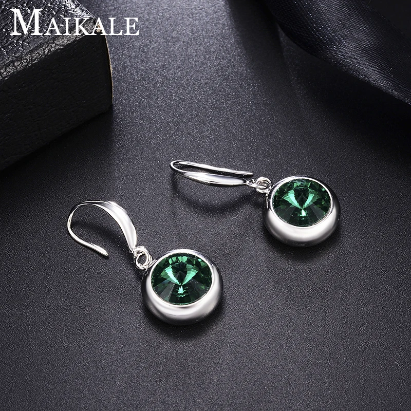 MAIKALE, дизайн, длинные серьги, индивидуальный круглый кристалл, модный, золотой, серебристый циркониевый, корейский стиль, серьги для женщин, подарок