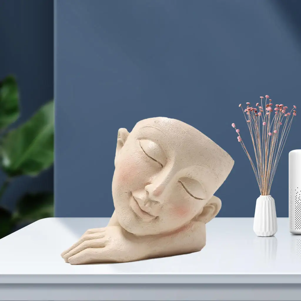 

Flowerpot, Ornament Girl Head Modern Flower Vase for Living Room Decoration Table