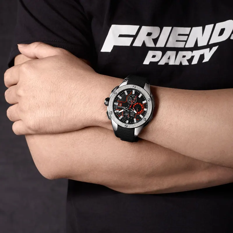 2019 MEGIR высококачественные мужские спортивные часы хронограф силиконовый ремешок