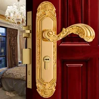 Antique Solid Brass Gate Lock Europen Fashion Copper Entrance Door Locks Modern Interior Wood Panel Handle Lockset Door Hardware