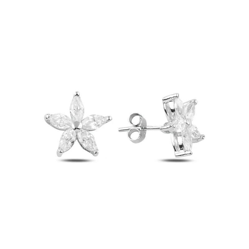 

Серебряные серьги Silverlina с цветком из циркония
