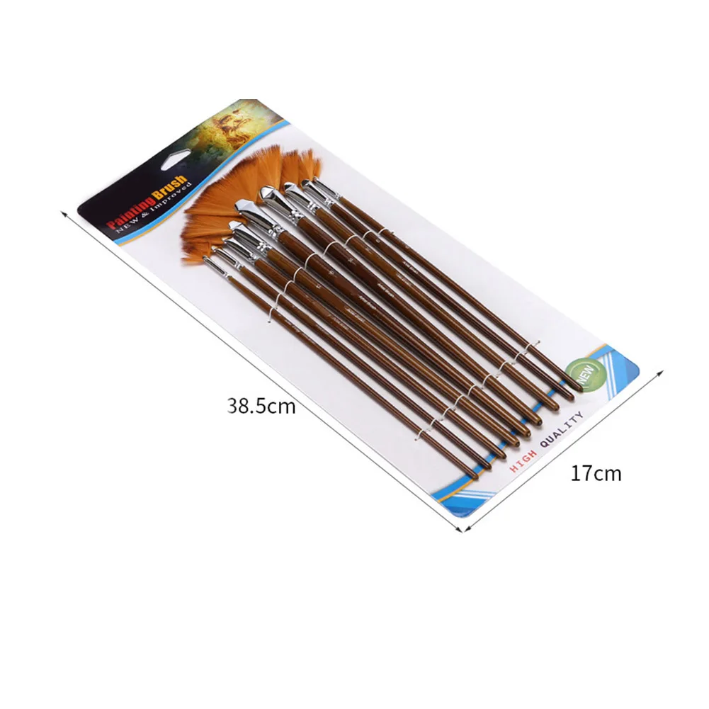 Экономичный набор кистей из 9 вееров нейлоновая щетка деревянная длинная ручка