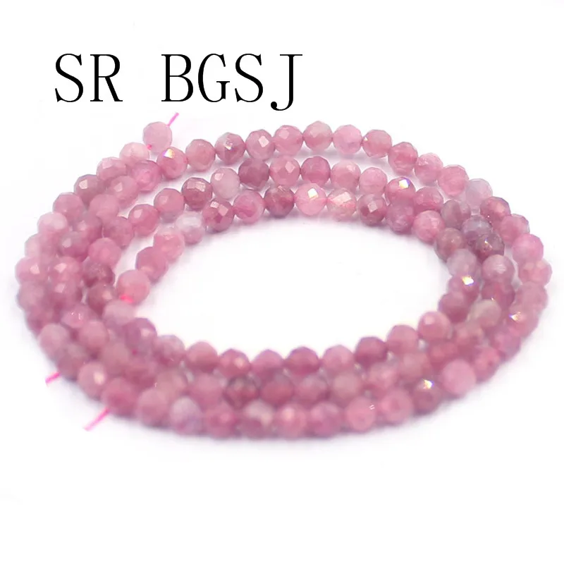 Free Shipping 3mm Faceted Pink Tourmaline Gems Stone Jewelry Making Bail Round Beads Strand 15&quot|Бусины| |