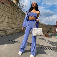 instahot diamonds casual women two piece set letter print crop top and sweatpant outfit autumn 2021 slim basic female solid sets