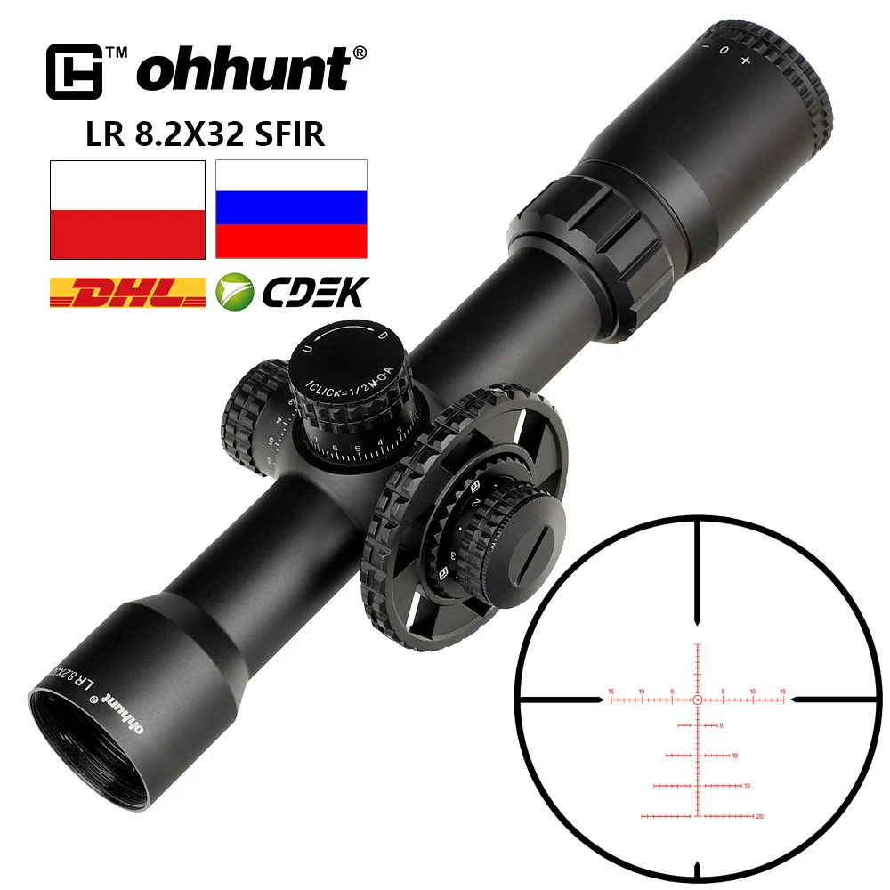 Ohhunt LR 8.2X32 SFIR тактический прицел со стеклянной сеткой красная подсветка боковая