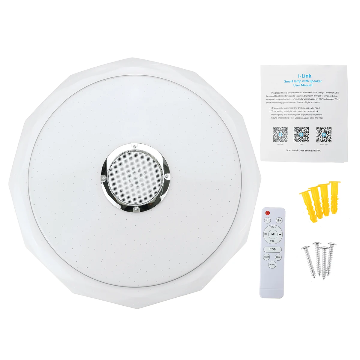 

200W Modern RGB LED Ceiling Lamp Home Lighting APP bluetooth Music Light Bedroom Lamp Smart Ceiling Light + Remote Control