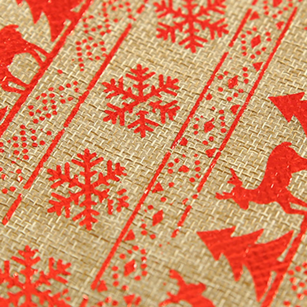 Рождественское украшение для стола льняная скатерть из мешковины с принтом