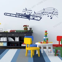 trombone with music sheet notes vinyl wall decal vinyl wall sticker music stuio wall decal for music room wall decor rb610