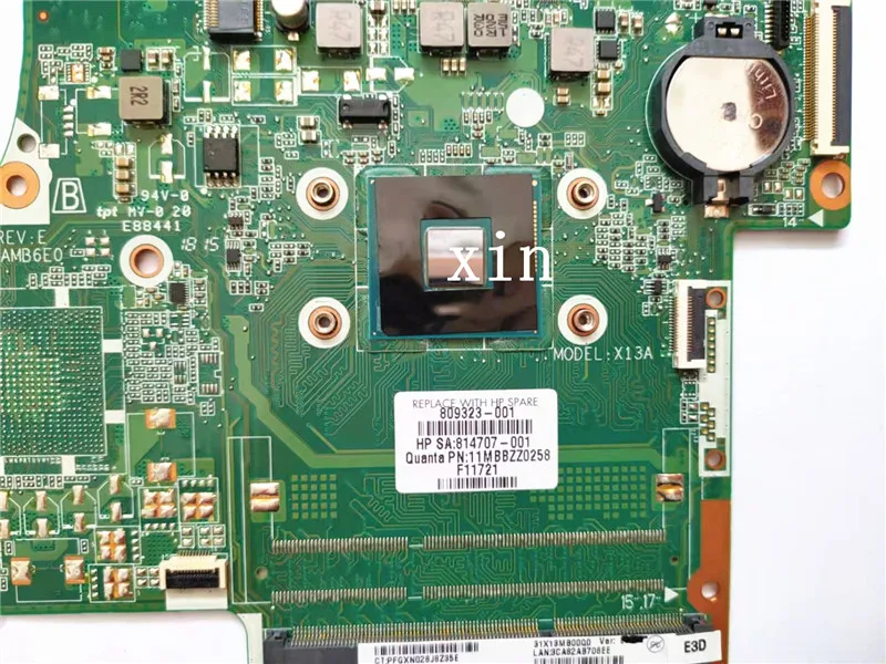 for HP PAVILION NOTEBOOK 17-G N3700U motherboard 809323-601 809323-501 809323-001 DAX13AMB6E0 100% well working |