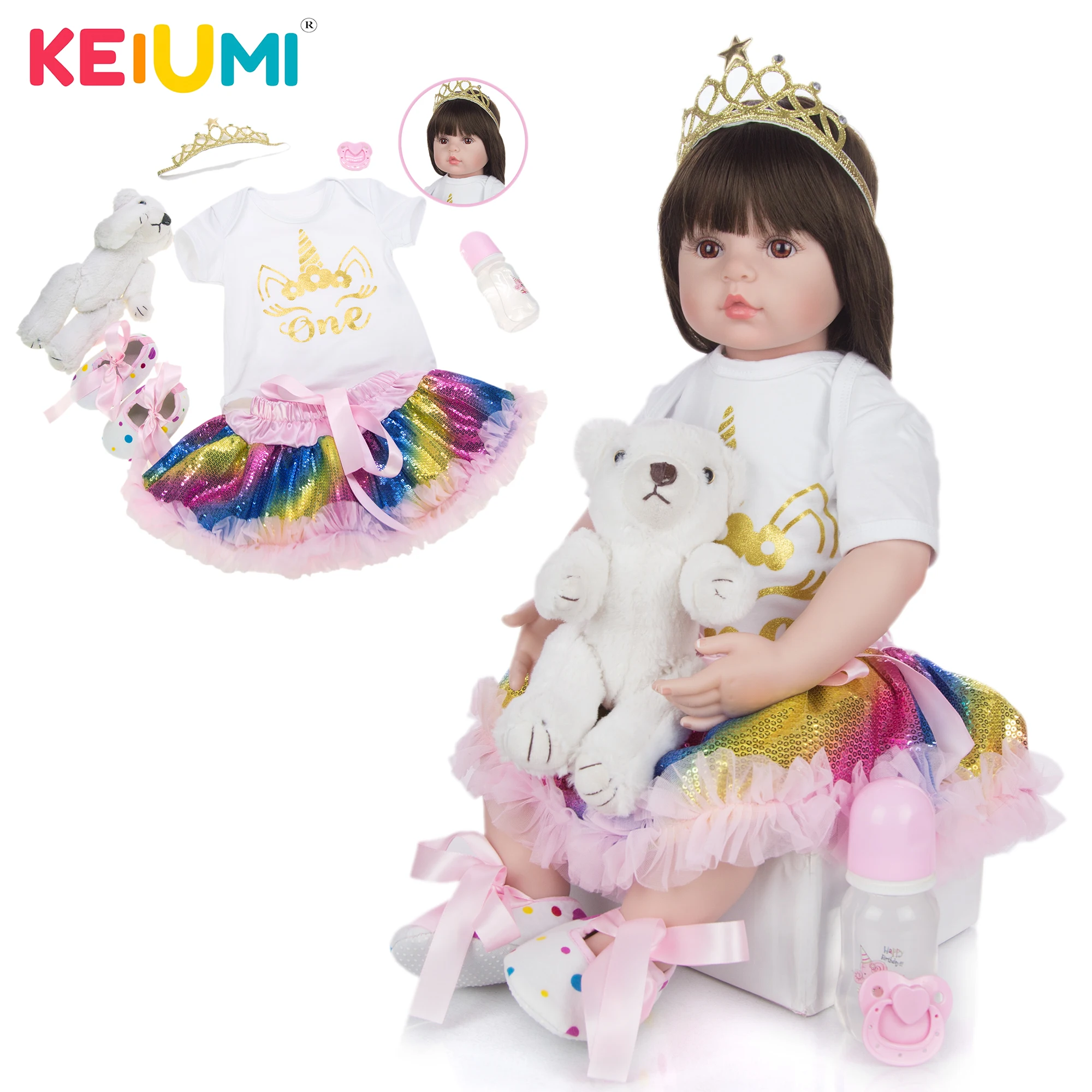 KEIUMI 24 дюйма Реалистичная кукла для новорожденных игрушки девочек ткань тела