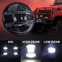 1pair running lights 7inch car accessories angel eyes h4 led headlight for jeep wrangler lada niva 4x4 uaz hunter hummer