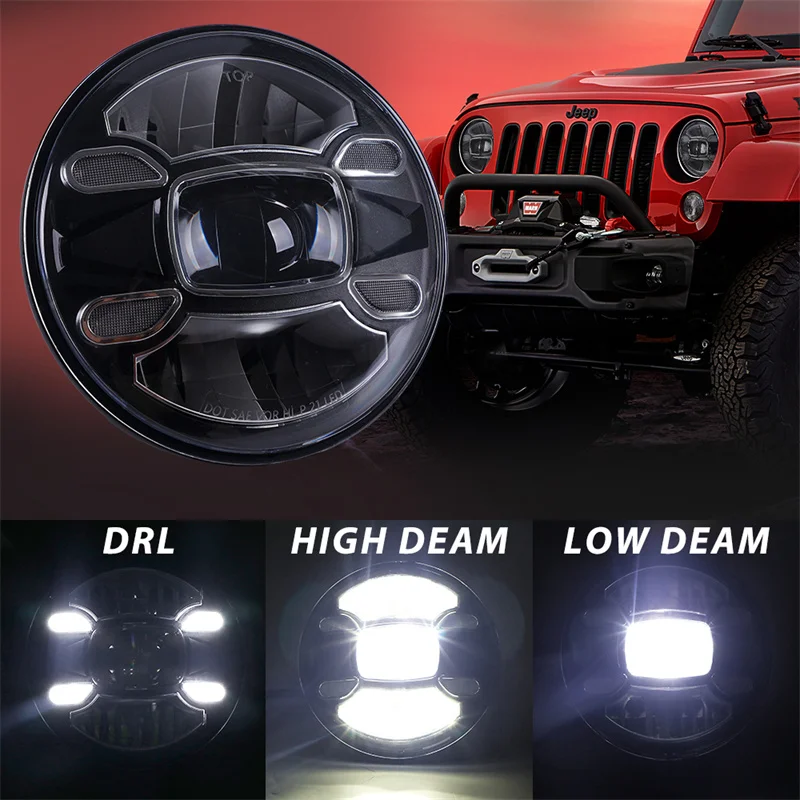 Светодиодные фары 2 шт. круглые головные фонари 7 дюймов для Jeep Wrangler JK TJ Suzuki Samurai Lada