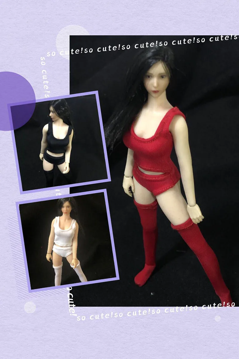

1/12 Scale Female Cloth Suit Elastic Vest with Shorts Ice Stockings Fit 6" Female Action Figure Body Toy In Stock