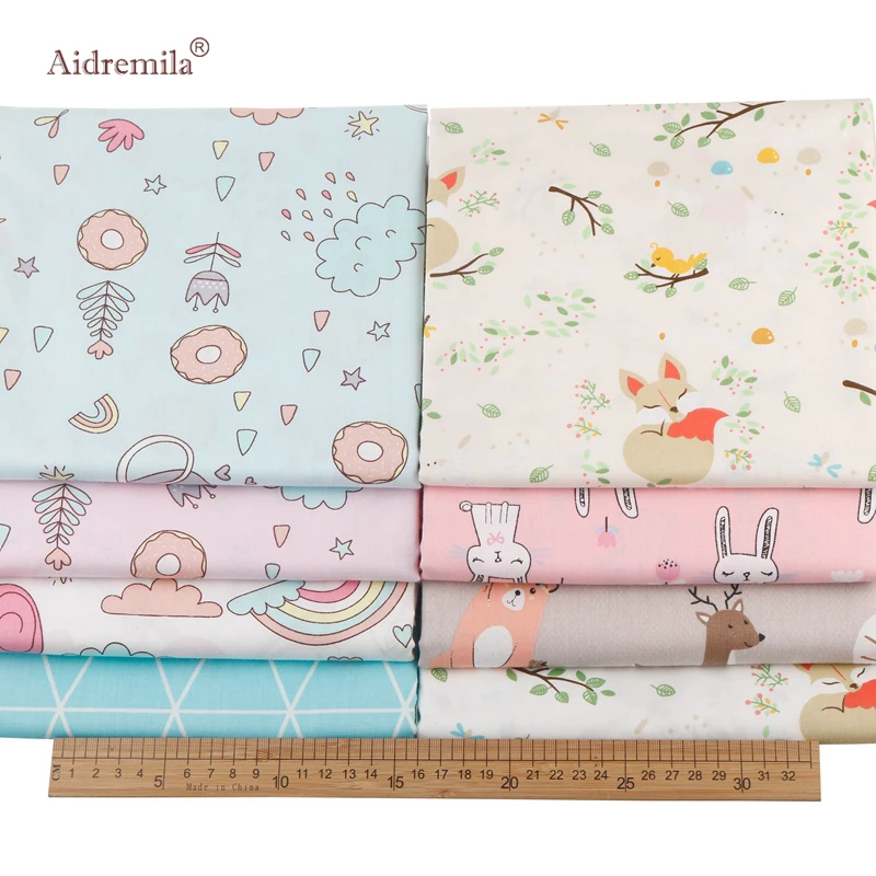 

8pcs/Bag,Cartoon Series Cotton Printed Twill Fabric Patchwork Knitted Cloth DIY Apparel Sewing Quilting Baby&Children Material