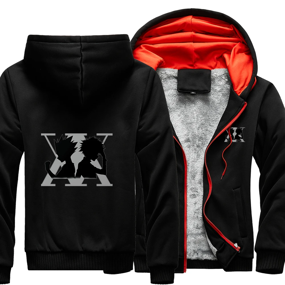 

HunterHunter Japanese Anime Logo Camo Raglan Thick Hoodies Winter Warm Print Sweatshirts Hxh Men Fitted Outdoor Jackets Coat